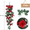 2PCS 3.3Ft Artificial Hanging Rose Vines – Red Flower Garland for Home, Garden, Wedding, Indoor & Outdoor Decor, Valentine’s Day Gift